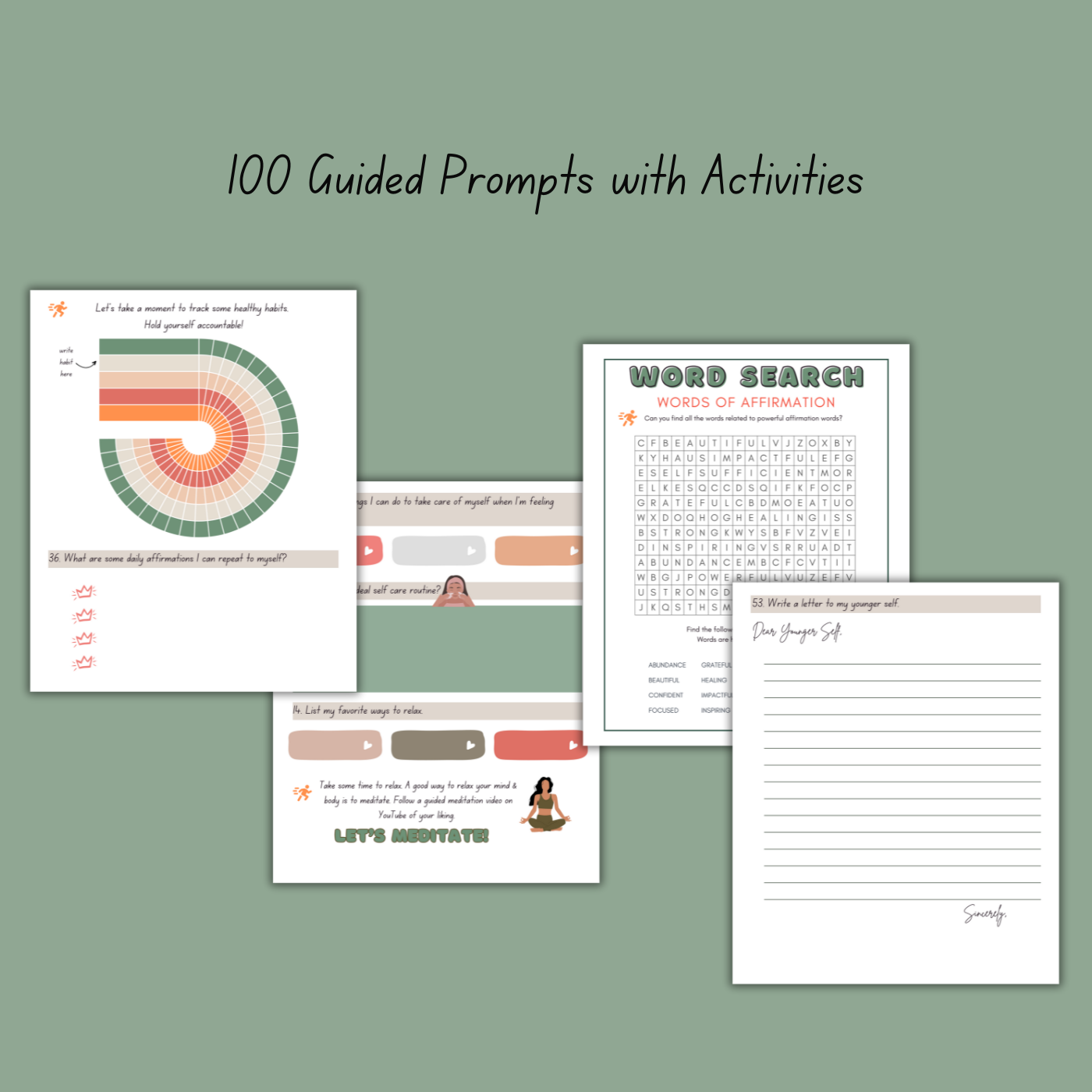 100 Guided Prompt Self-Care Journal